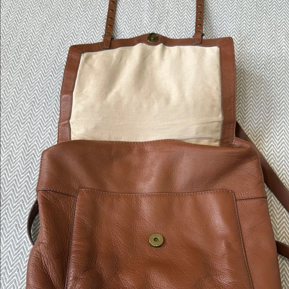 Lucky Genuine Leather Cognac Messenger Backpack